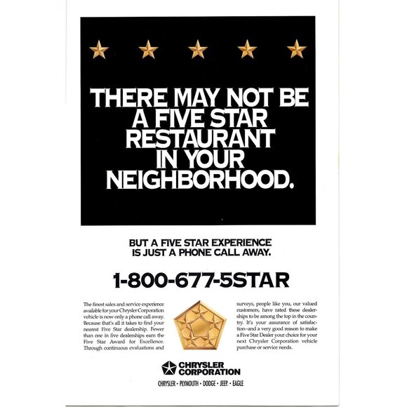 1995 Chrysler Corporation Full Page Print Ad Original u - Picture 1 of 1